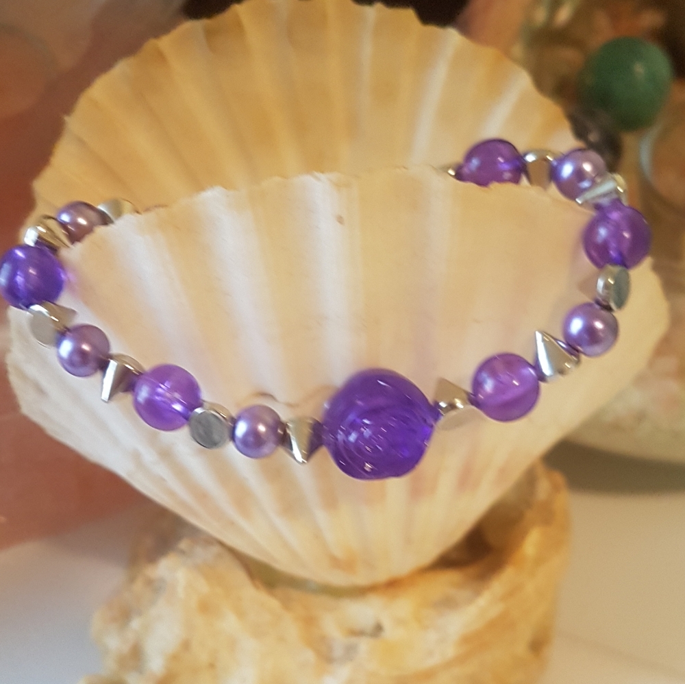 💜 Spiked Purple Rose Bracelet